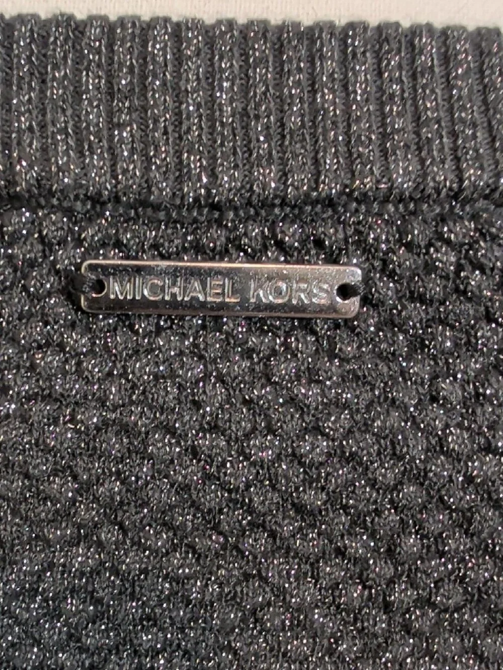Michael Kors Black Metallic Knit Top long sleeve cold shoulder sleeve M